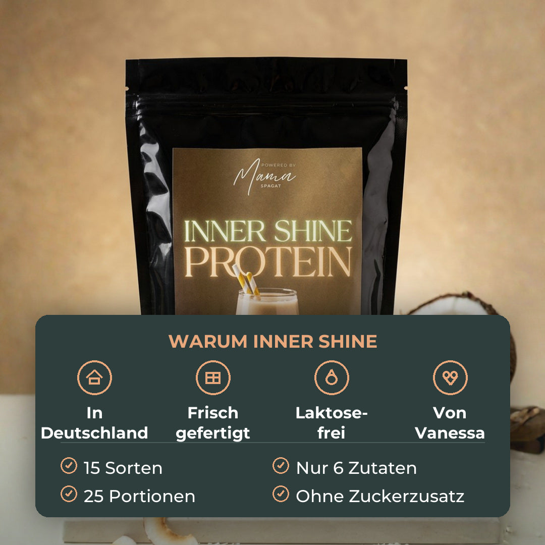Warum Inner Shine: in Deutschland hergestellt, frisch nach Bestellung gefertigt, laktosefrei, von Vanessa entwickelt.